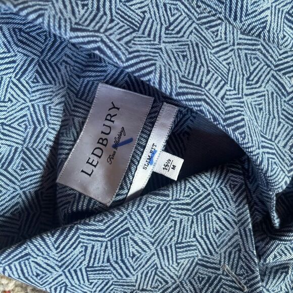 Ledbury Geometric Blue Button-Up Shirt | EUC | Sz. 15.5, M - Picture 7 of 7